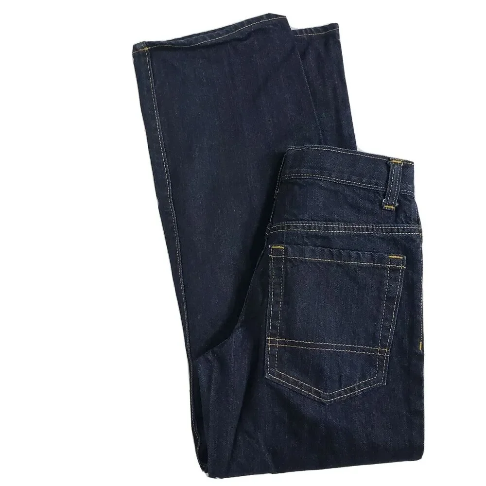 Old Navy Boys Jeans Regular Size 12 Slim Straight Adjustable Waist Dark Blue Was
